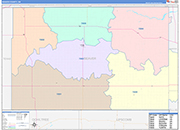 Beaver County Wall Map Color Cast Style