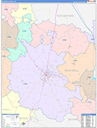 Bedford Wall Map Color Cast Style