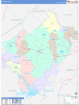 Bedford County Wall Map Color Cast Style