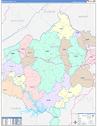 Bedford County Wall Map Color Cast Style