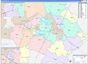 Bell County Wall Map Color Cast Style