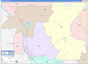 Benton County Wall Map Color Cast Style