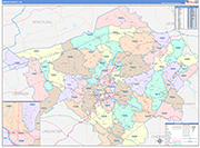 Berks Wall Map Color Cast Style