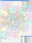Bexar County Wall Map Color Cast Style