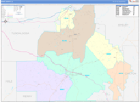 Bibb County Wall Map Color Cast Style
