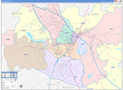 Bibb County Wall Map Color Cast Style