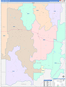 Blaine County Wall Map Color Cast Style