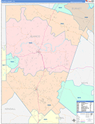 Blanco County Wall Map Color Cast Style