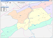 Bland County Wall Map Color Cast Style