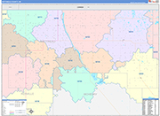 Bottineau Wall Map Color Cast Style
