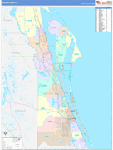 Brevard County Wall Map Color Cast Style