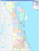 Brevard County Wall Map Color Cast Style