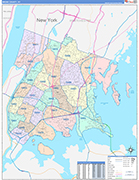 Bronx Wall Map Color Cast Style