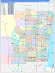Broward County Wall Map Color Cast Style
