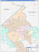 Buchanan County Wall Map Color Cast Style