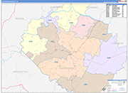 Buckingham County Wall Map Color Cast Style