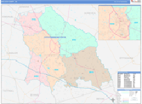 Bulloch County Wall Map Color Cast Style