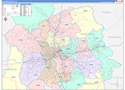Buncombe County Wall Map Color Cast Style