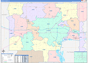 Bureau County Wall Map Color Cast Style