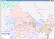 Burke County Wall Map Color Cast Style
