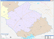 Burleson County Wall Map Color Cast Style