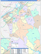 Burlington County Wall Map Color Cast Style