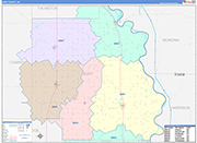 Burt County Wall Map Color Cast Style