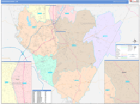Cabarrus County Wall Map Color Cast Style