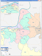 Cabell County Wall Map Color Cast Style