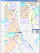 Caddo County Wall Map Color Cast Style