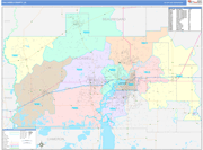 Calcasieu County Wall Map Color Cast Style