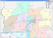Calcasieu County Wall Map Color Cast Style