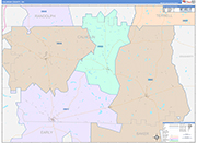 Calhoun County Wall Map Color Cast Style