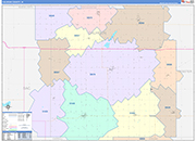 Calhoun County Wall Map Color Cast Style