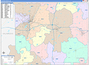 Calhoun County Wall Map Color Cast Style