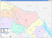 Calhoun County Wall Map Color Cast Style