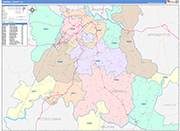 Campbell County Wall Map Color Cast Style