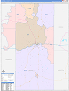 Campbell County Wall Map Color Cast Style