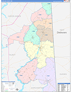 Caroline County Wall Map Color Cast Style