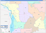 Carroll County Wall Map Color Cast Style
