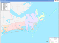 Carteret County Wall Map Color Cast Style