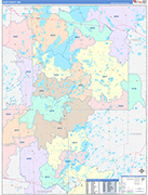 Cass County Wall Map Color Cast Style