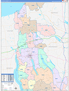 Cayuga Wall Map Color Cast Style