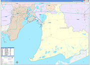 Chambers County Wall Map Color Cast Style