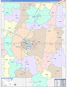 Champaign County Wall Map Color Cast Style