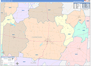 Champaign County Wall Map Color Cast Style