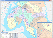 Charles County Wall Map Color Cast Style