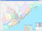Charleston County Wall Map Color Cast Style
