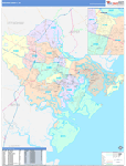 Chatham County Wall Map Color Cast Style