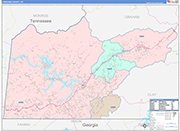 Cherokee County Wall Map Color Cast Style